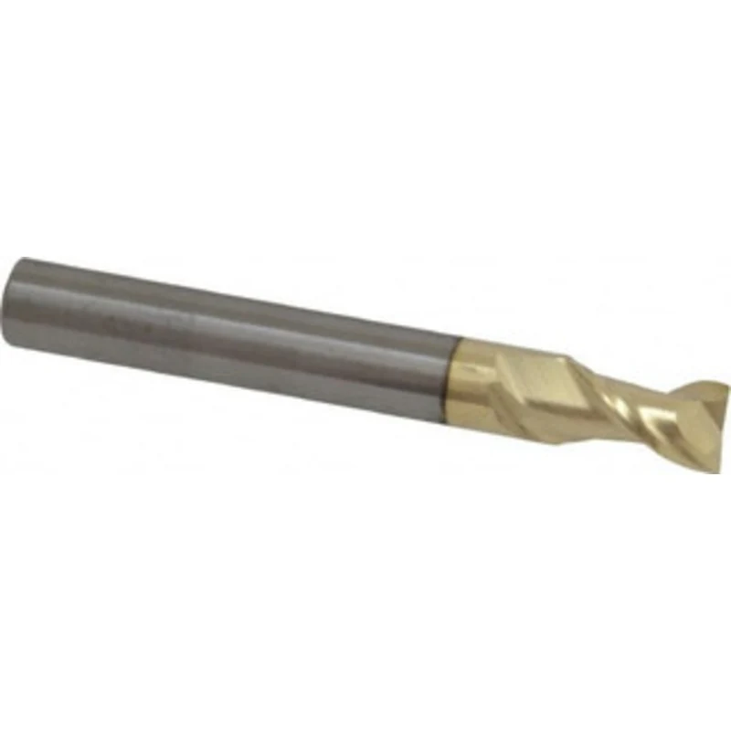 PROMAX Tools 1/4, 3/8 LOC, 1/4 Shank Diam, 2 OAL, 2 Flute, Solid Carbide Square End Mill Single End, ZrN Finish, Spir...